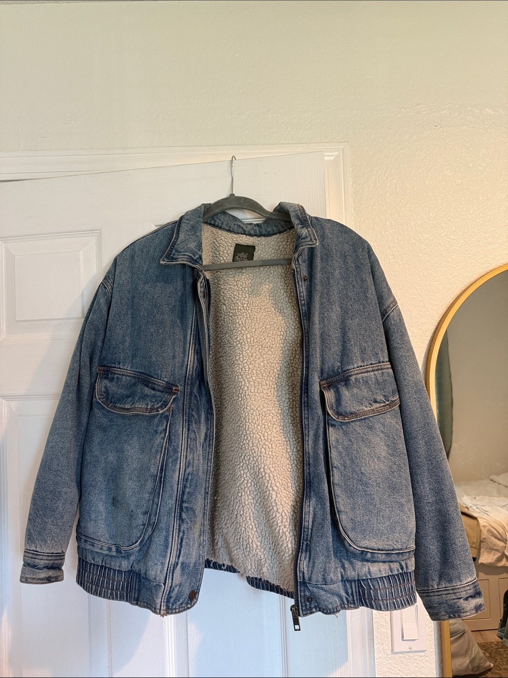 Women’s Blue Sherpa-Lined Denim Jacket